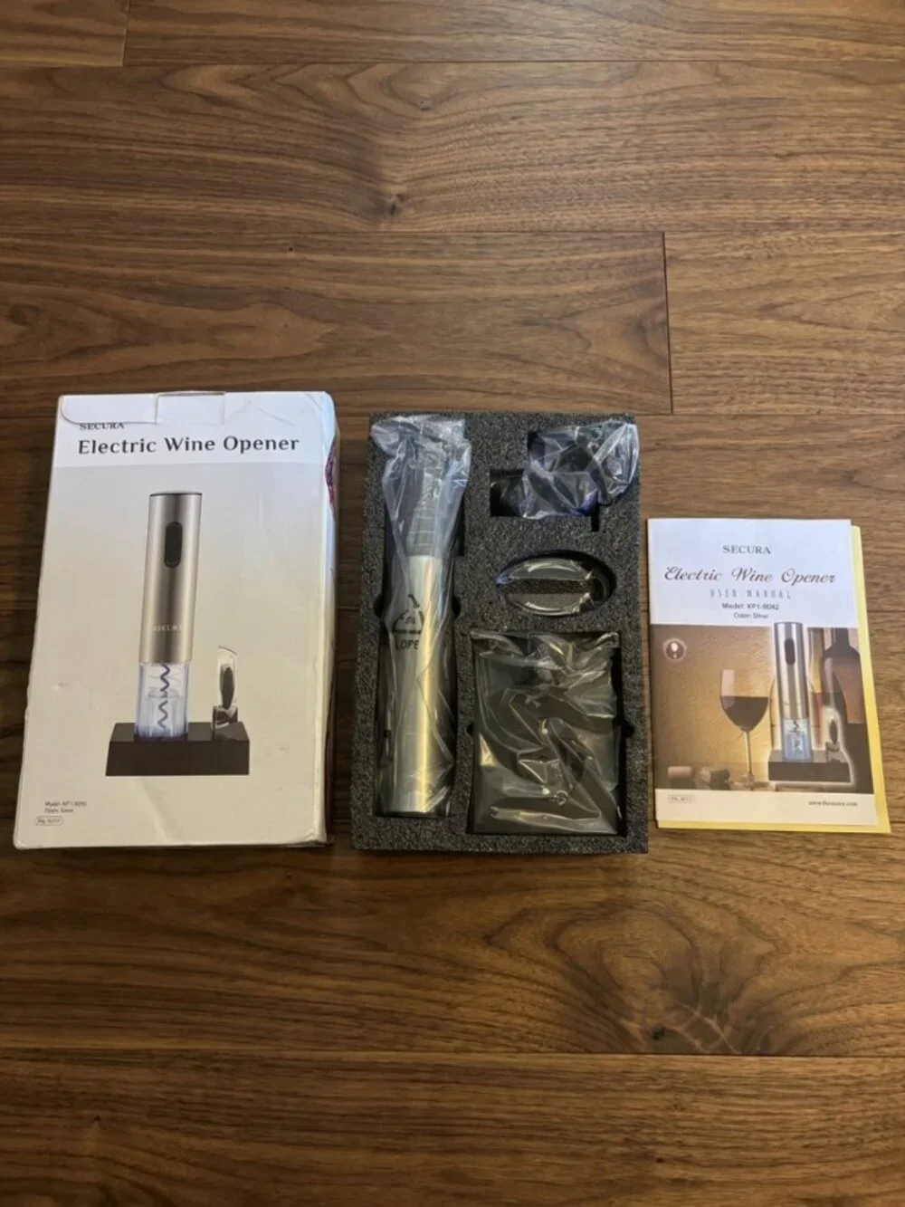 NWOT | Secura Stainless Steel Rechargeable Electric Wine Opener + Blue LED Light